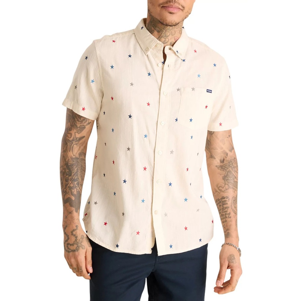 Chubbies Shirt Mens L The All Stars No Stripes Resort Weave Friday Shirt Button